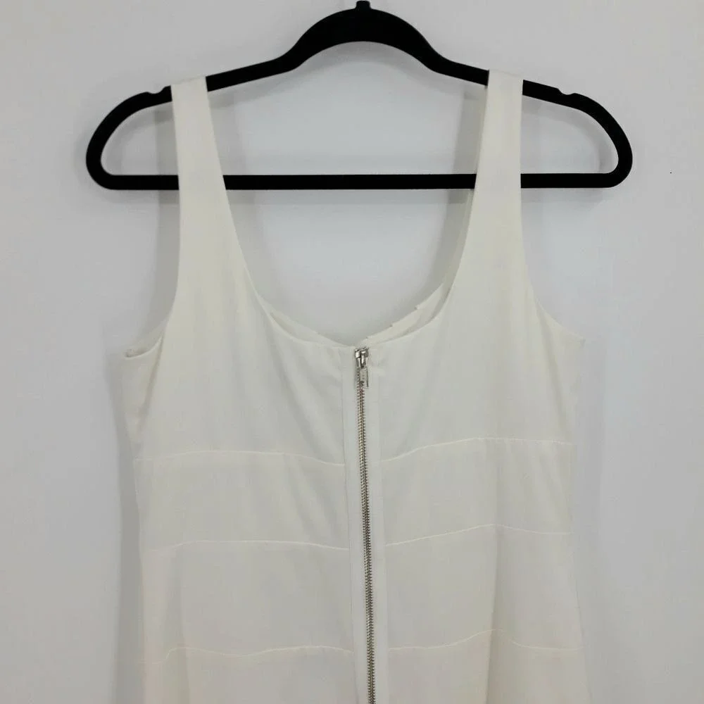 Vtg 90s LWD Satin Dress Sz 10 White Exposed‎ Zipper Bachelorette Bridal Shower
